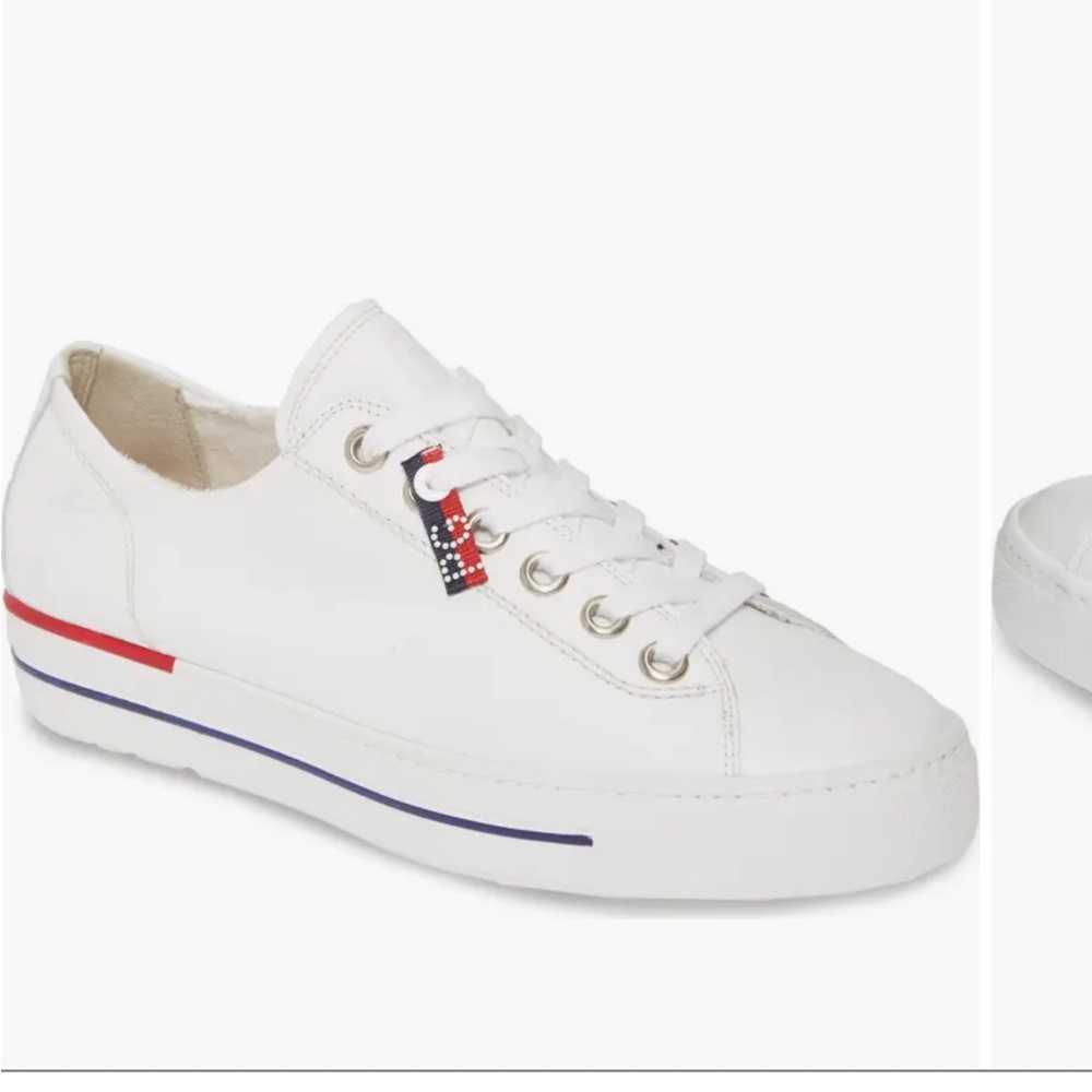 Paul Green Carly Low Top Sneaker in White Leather US size 8, UK size 5.5